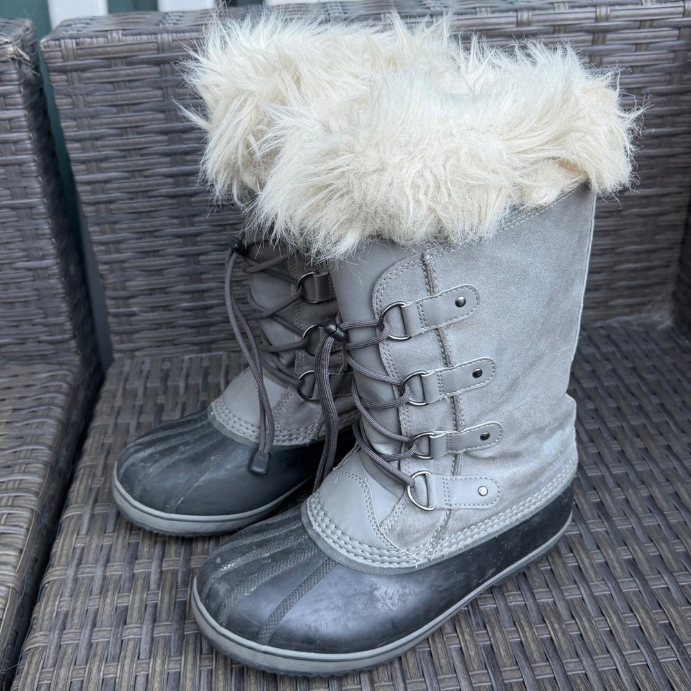 Sorel Tofino II Quarry Grey Waterproof Faux Fur Winter Boots Womens 7